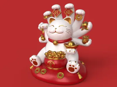 Thousand Hands Fortune Cat 3D model