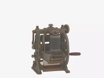Vintage 3D Bank Note Press Machine Detailed Roller Assembly 3D model