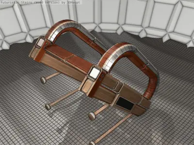 Wood Stairs - Construction Element 9 Low-poly 3D model
