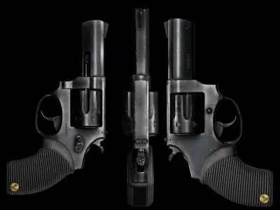 GAME READY TAURUS REVOLVER PBR RIGGED Low-poly 3D model