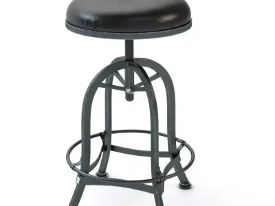 Adjustable Industrial Bar Stool 3D model