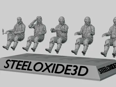 WWII Japanese pilots set 2 in cockpit for 3D printing 3D print model