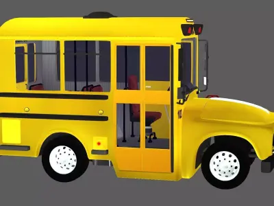Cartoon School Bus Low-Poly 3D Model Low-poly 3D model