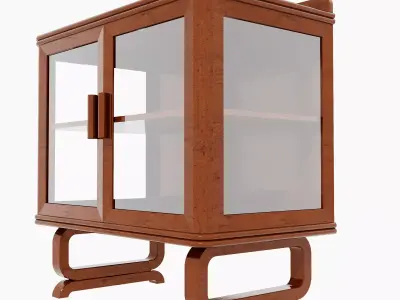 Antique Timber Low Display Shelf Carpentered Craft Malaysia 3D model
