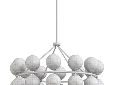 Antique Brass White Glass Chandelier  3D model