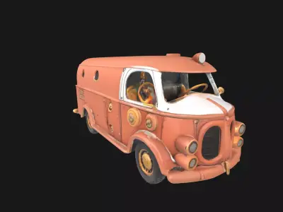 Steampunk Van 3D Model RetroFuturistic Victorian Era Low-poly 3D model purchase