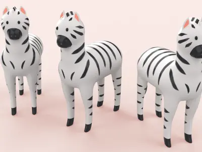 Cartoon Zebra Animal Style Cute Low-poly 3D model