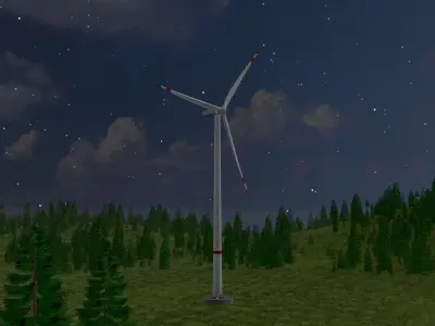 Wind turbine V2 H-175 RD 172m with Animation and Foundation Low-poly 3D model