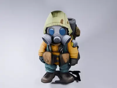 Dystopian NPC Survivor 3D Model - Gas Mask Fighter 3D model