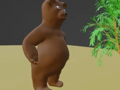 Cartoon bear cute bear animated and rigged fun bear for kids Free 3D model
