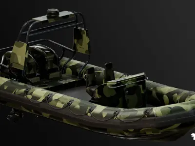 Military Boat - Rigged and BP Controllable with Skins Low-poly 3D model