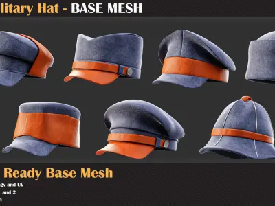 25 Military hat BASE MESH - VOL 18   3D model
