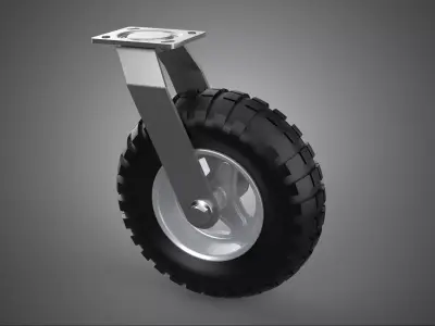 HEAVY DUTY SWIVEL CASTER CASTOR WHEEL PNEUMATIC TIRE 3 SPOKE RIM 3D model
