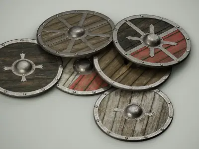 Medieval Modular Sheilds pack vol1 Low-poly 3D model