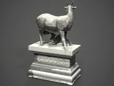 Goat sculpture  Low-poly 3D model