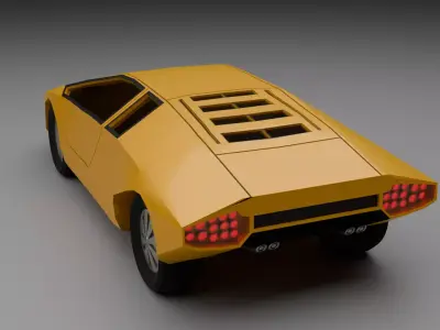 90s Low Poly Supercar PBR Game Ready Sports Car FBX OBJ Low-poly 3D model