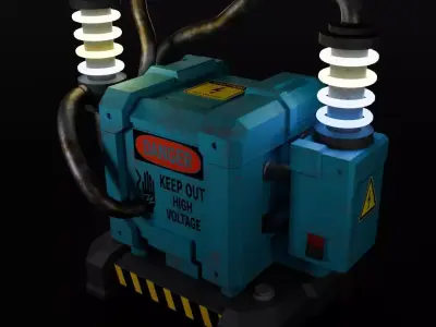Industrial Electric Transformer Low-poly 3D model