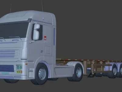  Flatbed Tailer Truck -- Generic Design 3D model