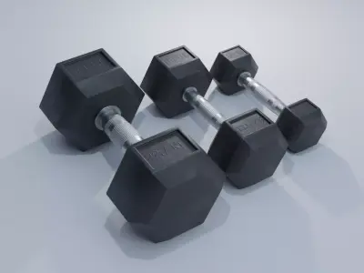 Dumbbells 4K and 2K Textures Low-poly 3D model