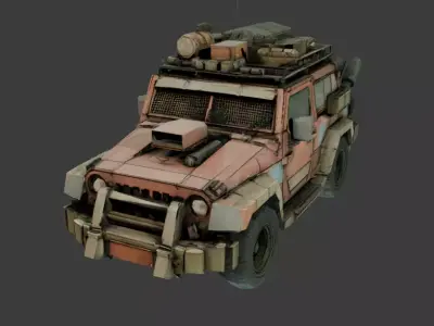 Dystopian jeep Low-poly 3D model