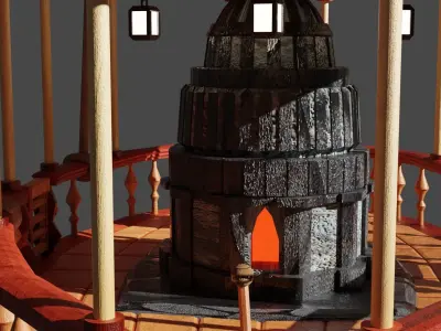 Fantasy Ship Low-poly 3D model