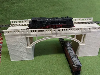 Concrete Double Track Railway Viaduct High 1-87 FDM 3D print model