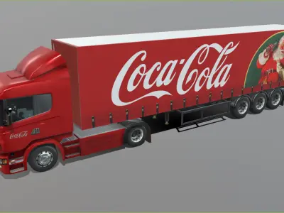 Truck with trailer CocaCola Livery Low-poly 3D model