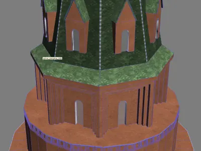  Corner tower Moscow square Low-poly 3D model