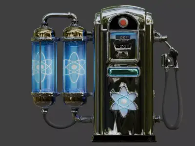 Atompunk Blue Plasma Fuel Pump Low-poly 3D model