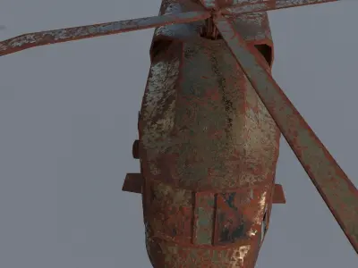 Old Abandoned Wrecked Rusted Bell CH-146 Griffon Chopper Vehicle 3D model