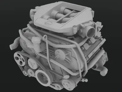 Nissan GTR 2010 VR38DETT engine Low-poly 3D model