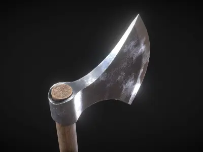 Danish Medieval Viking Two Handed Axe Low-poly 3D model