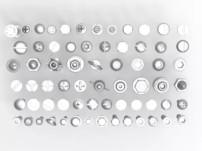 Screw Collection Low-poly 3D model