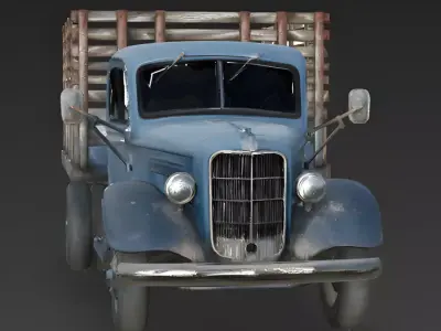 Realistic 1930s Rural Flatbed Truck 3D Model Low-poly 3D model