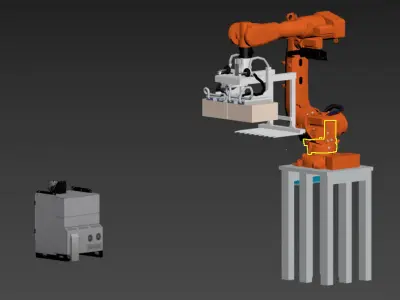 dismantling and palletizing robot workstation Low-poly 3D model