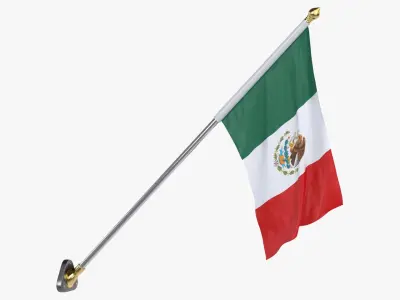 Mexico Cloth Flag Wall Mount Animated 3D model
