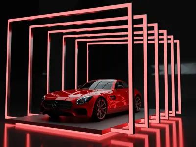 Car Exposition - Showroom Render Scene 3D Model Low-poly 3D model by icepun