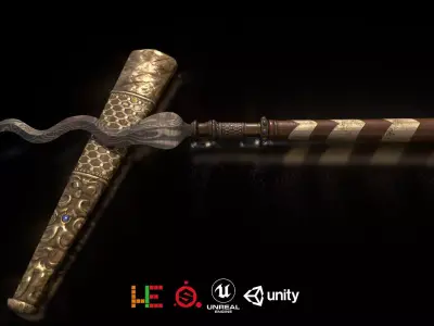 HIE Game Ready Spear D180328 Low-poly 3D model