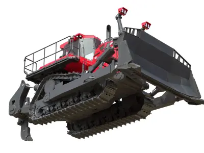 Liebherr PR776 Litronic Crawlertractor Red Low-poly 3D model