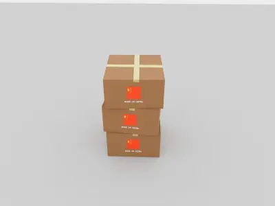 China carton box Low-poly 3D model
