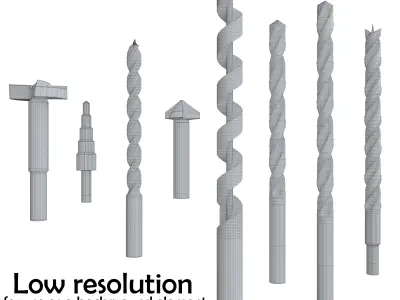 Drill Bit Models Low-poly 3D model