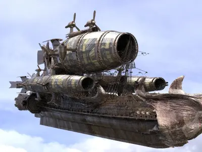 Golden Baroque Eagle Zeppelin 3D model