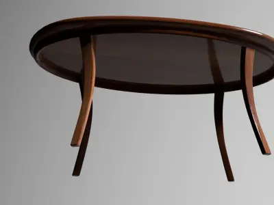 TABLE oval with wooden top 3D model