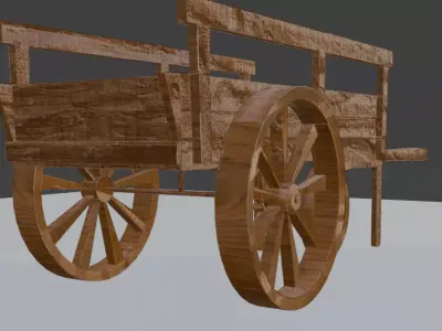 Horse-drawn cart Low-poly 3D model