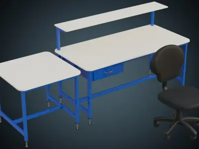 Desk And Chair 1 Basic Low-poly 3D model