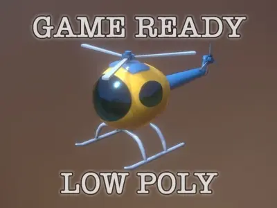 Helicopter Toy Plastic low-poly game ready Low-poly 3D model