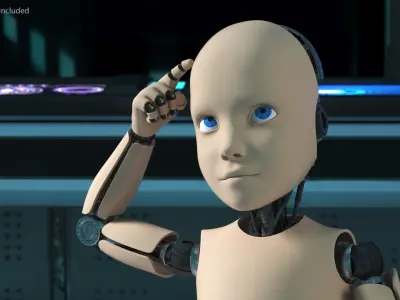 Humanoid Robots Adult and Child Collection 3D model