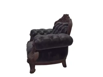 Victorian Tufted Leather Armchair Ornate Classic Furniture 3D model