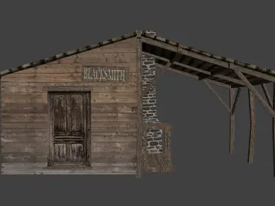 Blacksmith workshop Low-poly 3D model