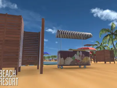 Beach - resort Low-poly 3D model